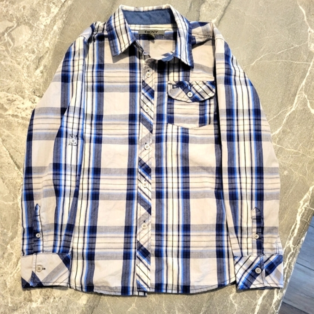 DKNY BUTTON DOWN PLAID SHIRT